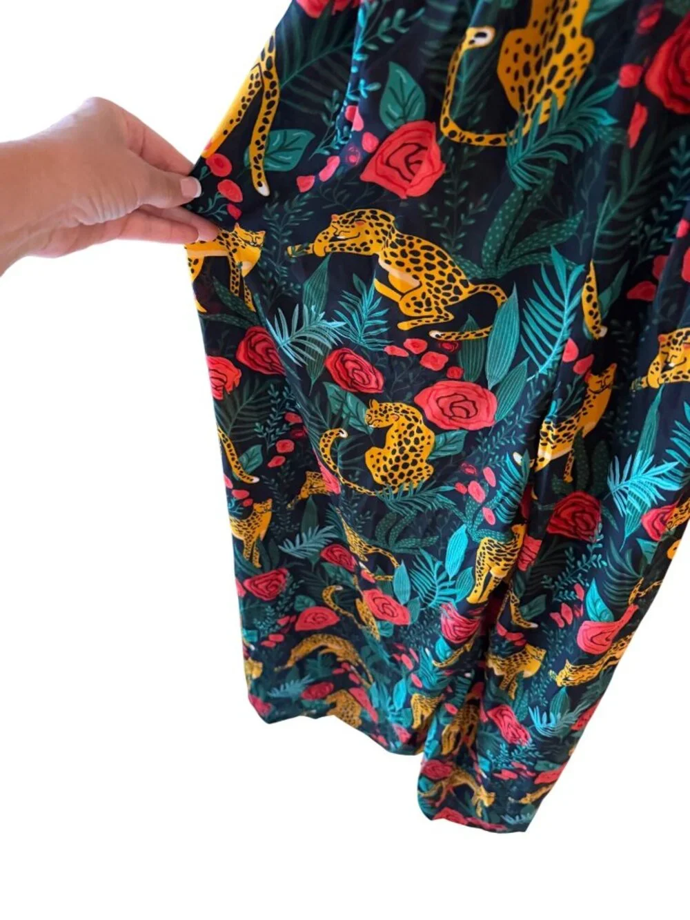 America & Beyond Womens Jaguar Paradise Animal Print Jumpsuit Size XL Black New - Picture 9 of 11